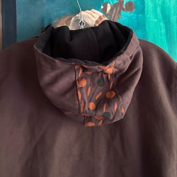 Nepalese Boho Hippy Festival Patchwork Hooded Fleece Lined Jacket 42" L - Picture 12 of 16